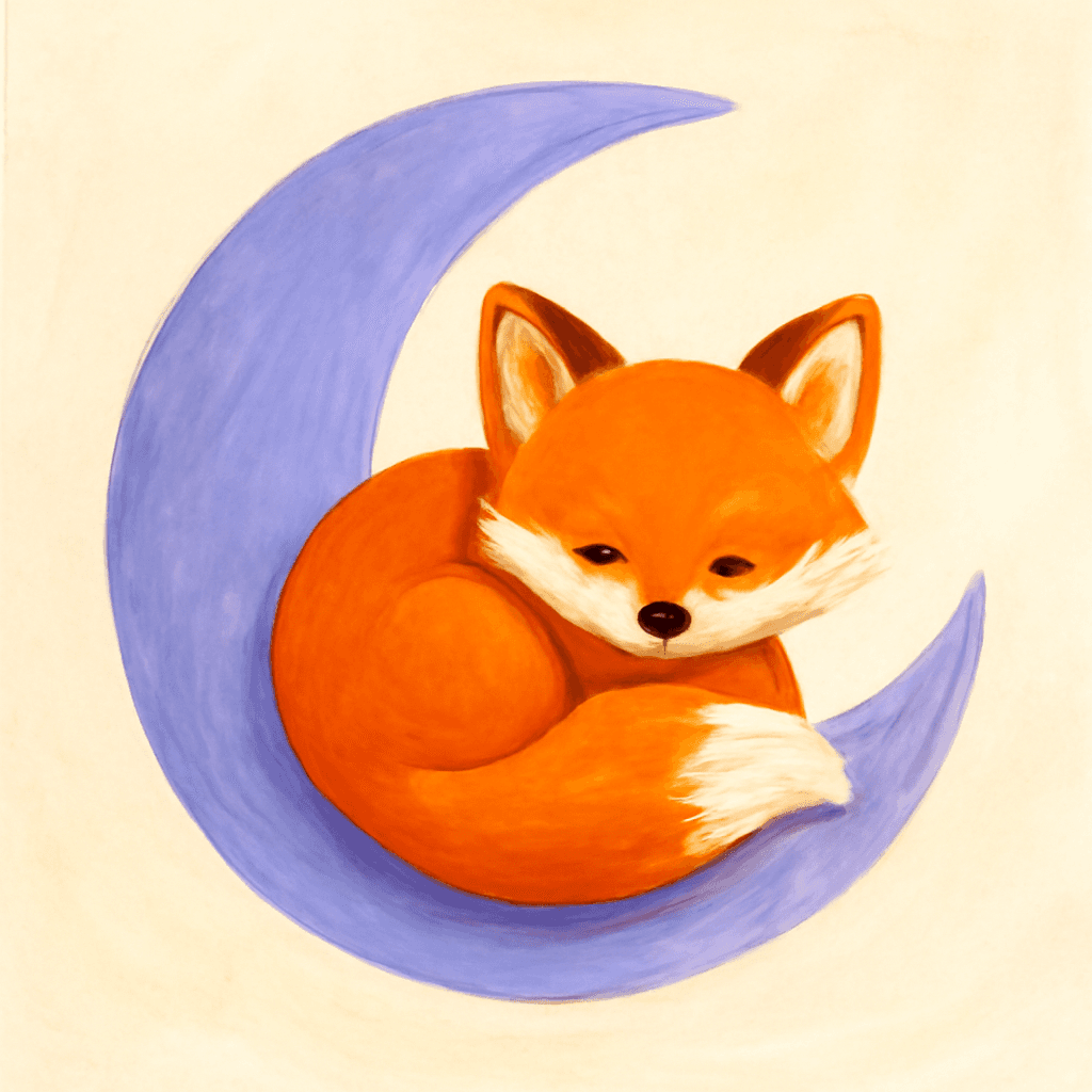 Illustrative Fantasiewelt mit Mondfuchs und fliegenden Inseln